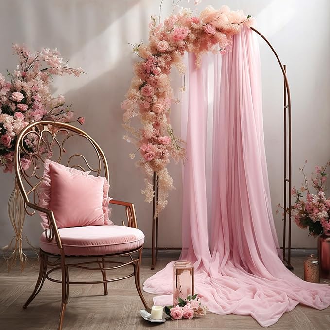 Wedding Arch Draping Fabric, 2 Panels 30" x 20Ft Dusty Rose Sheer Curtain - Image 7