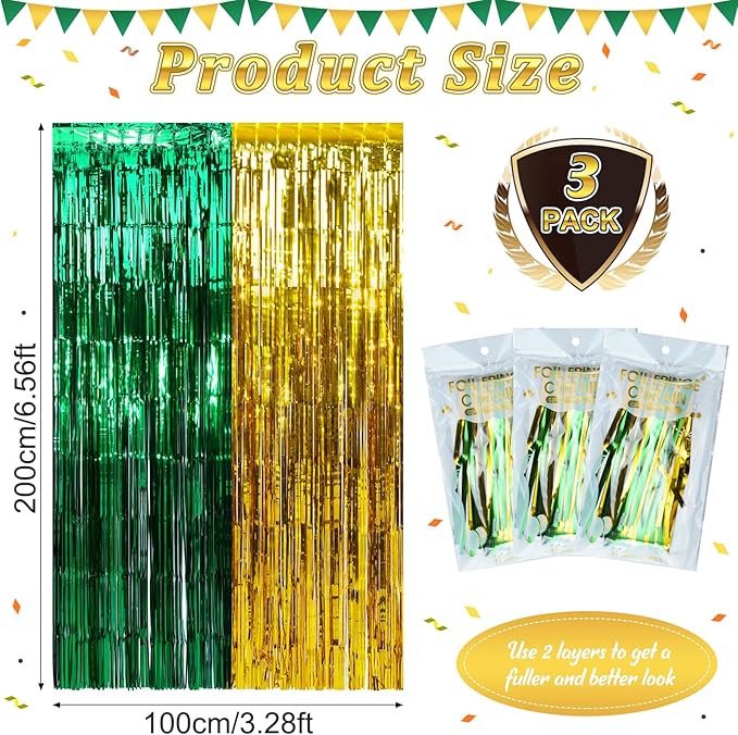 3Pack 3.3Ft x 6.6Ft Graduation Foil Fringe Curtain Backdrop Decorations - Image 3