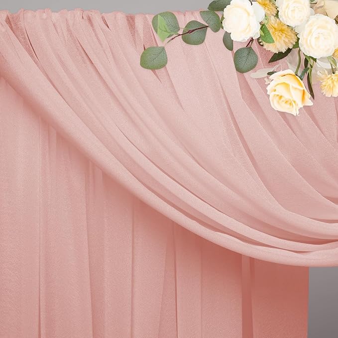 Wokceer Wedding Arch Draping Fabric 6 Panels 28.7" x 20FT Blush Drapes Sheer - Image 4