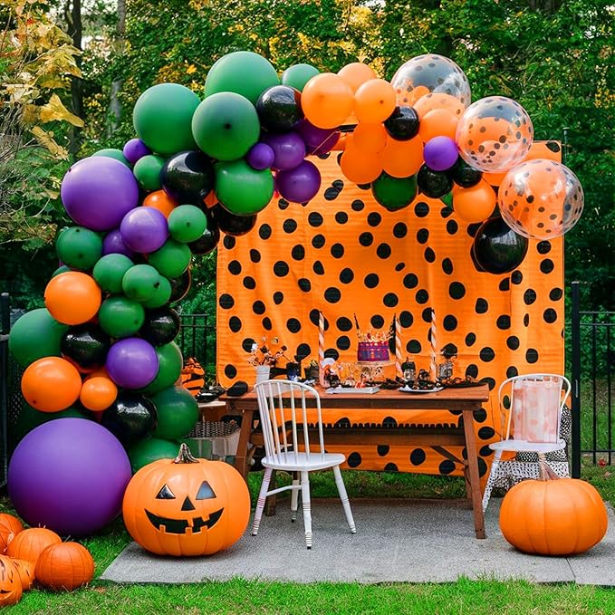 Purple Green Orange Balloons Set, 12inch Halloween Ballons Black Balloon - Image 6