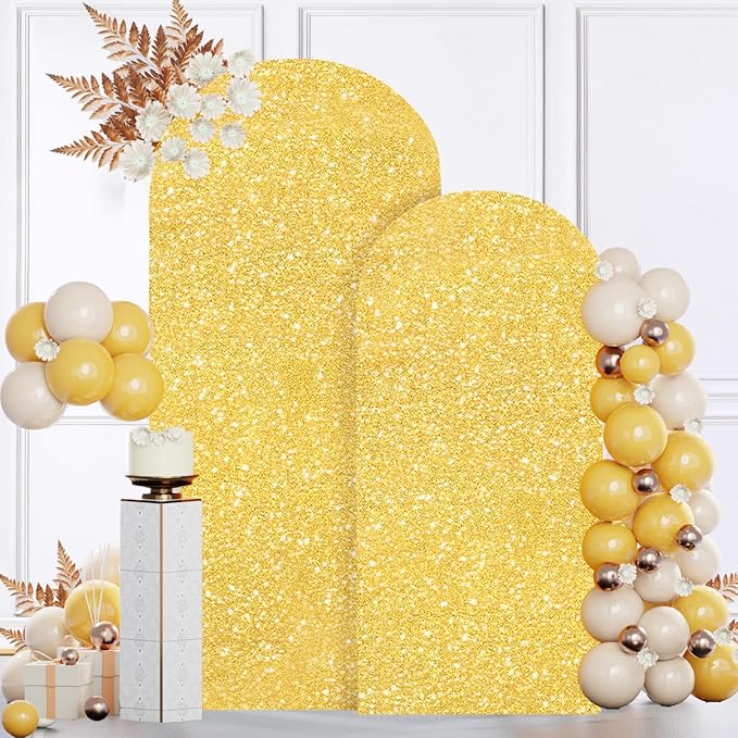 MODFUNS Arch Backdrop Stand and Cover Set 6&7.2ft Gold Sequins Arch Cover Metal - Image 2