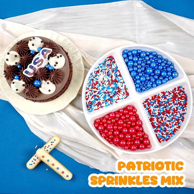 Patriotic Sprinkles, 4th of July, Edible Red Blue Sprinkles - Image 9