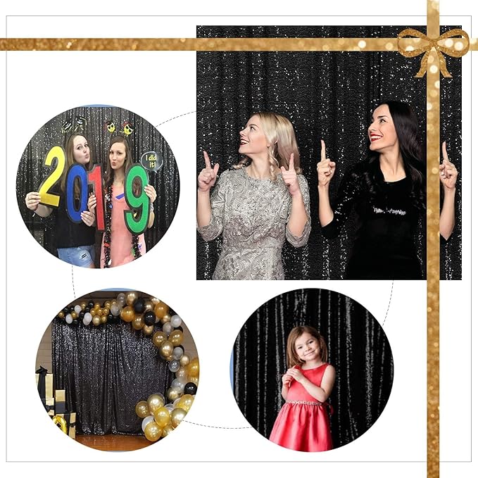 Juya Delight Black Sequin Backdrop, 20FTx10FT NO See-Through Photobooth - Image 7