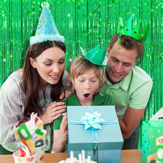3 Pack Green Streamers Backdrop Jungle Party Decorations Foil Fringe Backdrop - Image 5