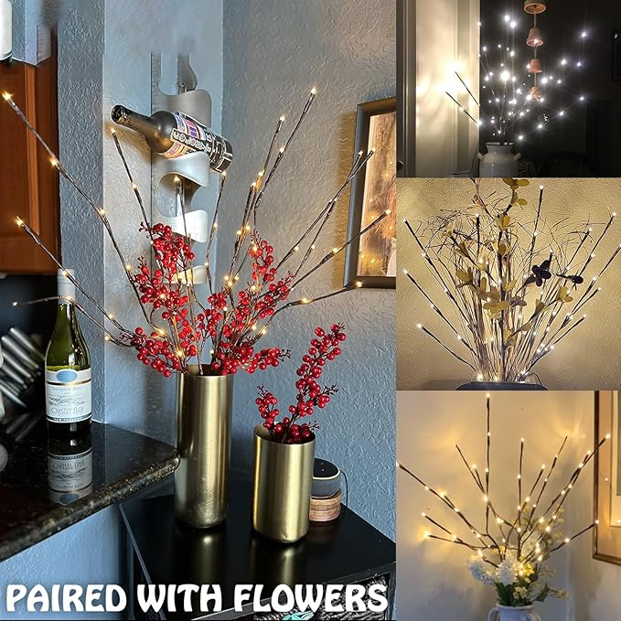 PEIDUO Lighted Willow Branches 30Inch 120 LED Twig Lights, 6PK Tree Branch - Image 6