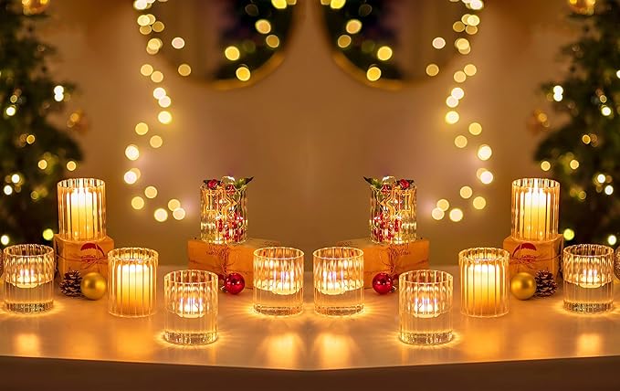 Hewory 24PCS Small Glass Hurricane Candle Holders Bulk by Hewory