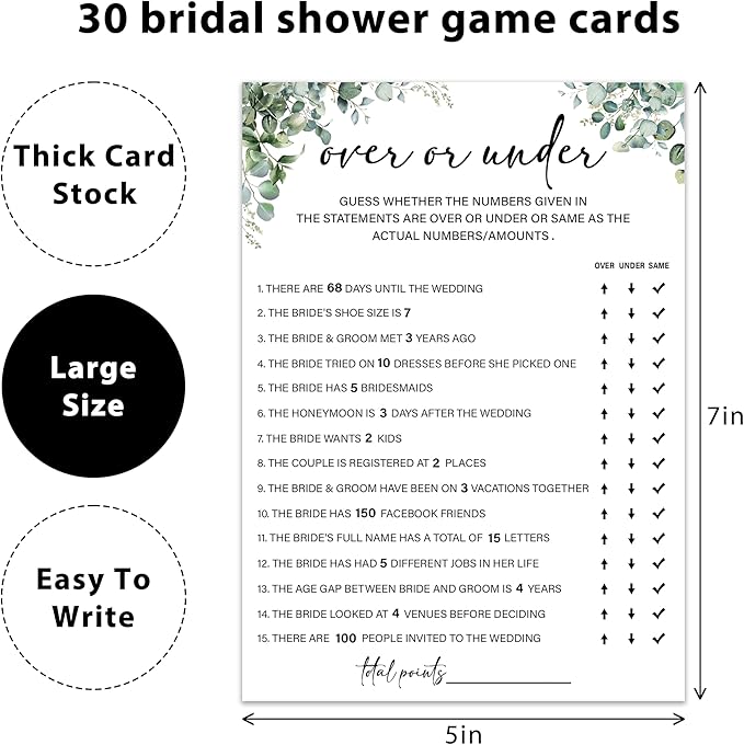 Eucalyptus Bridal Shower Game Cards - Image 2
