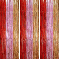 3 Pack 3.3 x 8.2 ft Valentine Foil Fringe Backdrop Curtains, Tinsel Streamers by Voircoloria