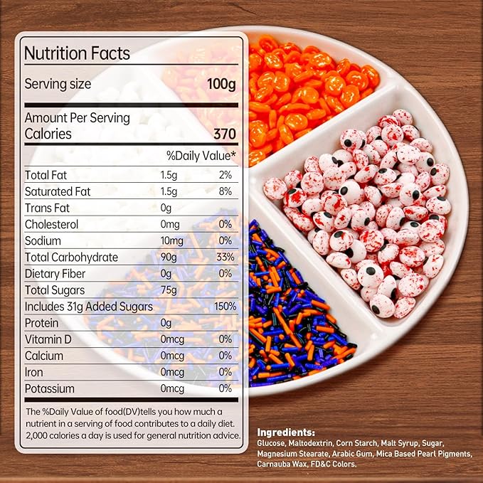 Halloween Sprinkles for Cake Decorating, Edible Candy Eyeballs, Pumpkin Sugar - Image 2