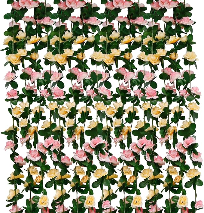 12 PCS 98.4 FT Artificial Flower Garland Rose Garland by VIKINGSPANDA