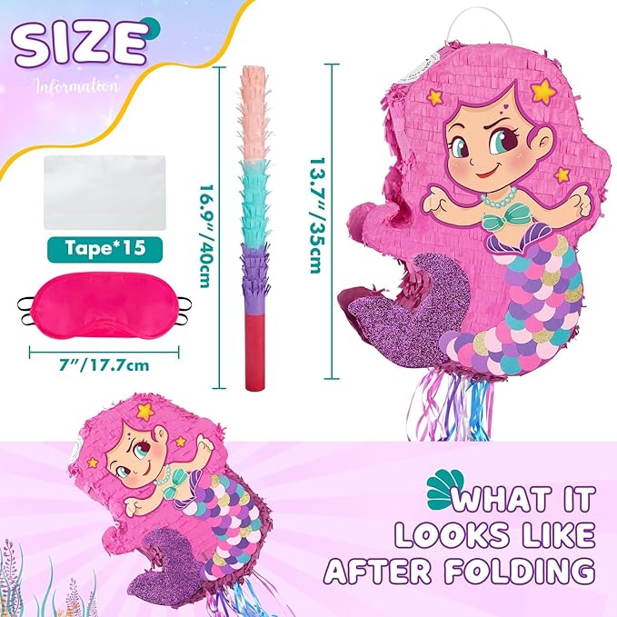 WERNNSAI Foldable Mermaid Pinata - Image 2