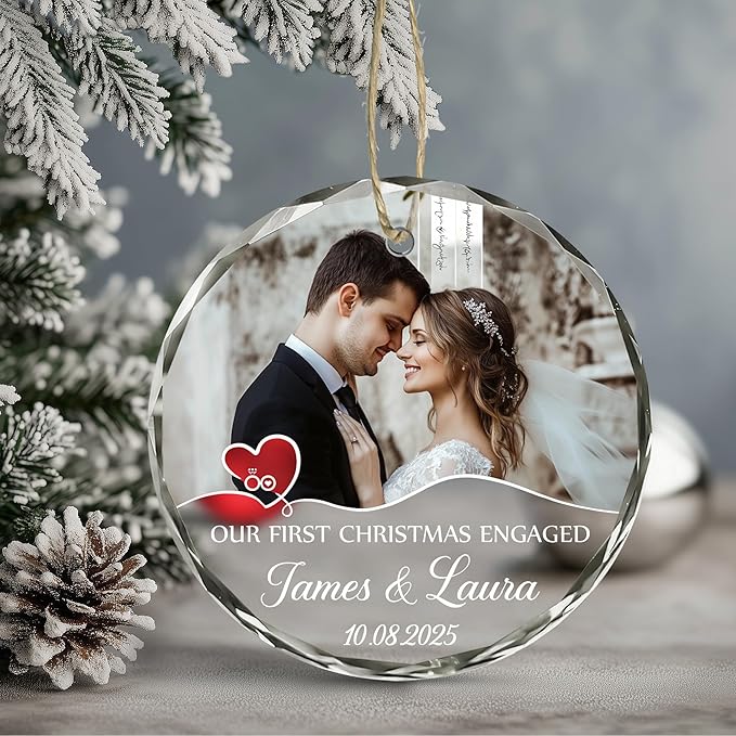 Personalized Our First Christmas Engaged Ornaments - Image 4