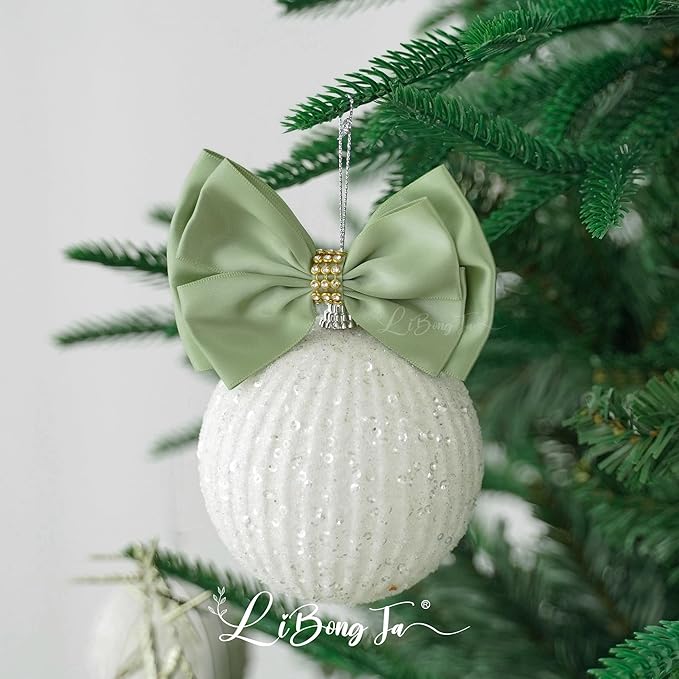 Sage Green Bows 4'' Premade Satin Ribbon Bow, Gift Bows - Image 7
