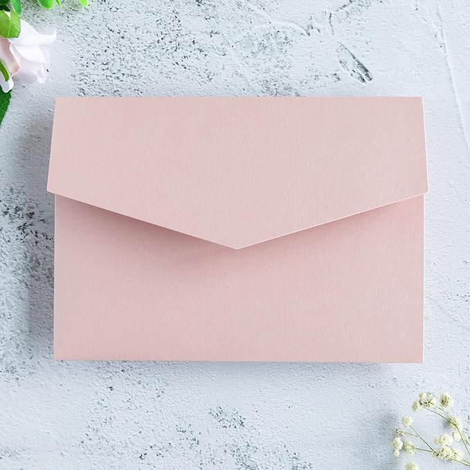 20 PCS Blush Pink Tri-fold Laser Cut Wedding Invitation Pockets - Image 4