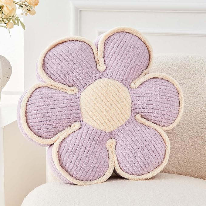 Flower Pillow, Soft Flower Decorative Throw Pillow, Cute Daisy Flower Shaped by Kcvvcr