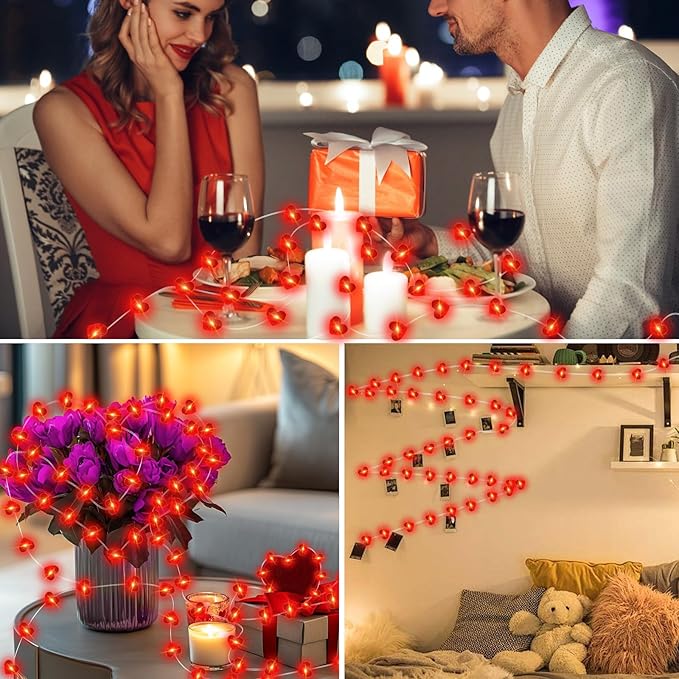 1 Pack Valentine’s Day Red Heart Fairy String Lights 16FT 50 LEDs Valentine's - Image 5