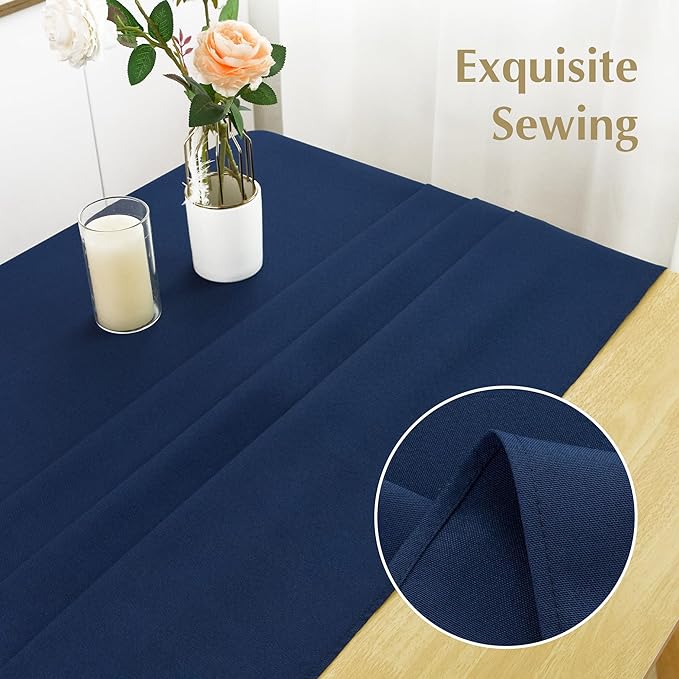 2 Pack Square Table Cloth 48X48 Inch Navy Washable Fabric Tablecloth Polyester - Image 3