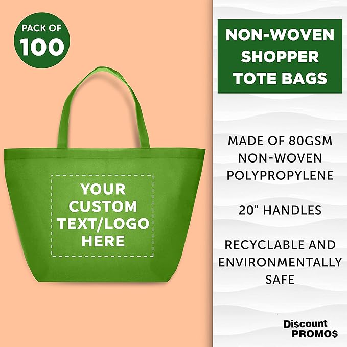 DISCOUNT PROMOS Custom Southern Style Grocery Tote Bags Set of 100 - Image 3