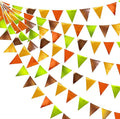 Fall Party Decorations Orange Green Gold Brown Metallic Fabric Triangle Pennant by pinkblume