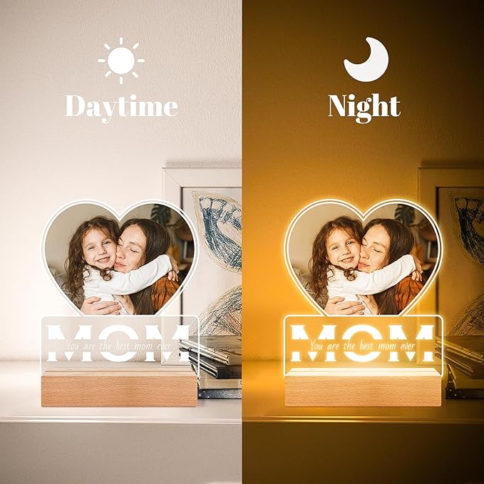 Personalized Birthday Gifts for Mom from Daughter and Son, Custom Heart Picture - Image 3