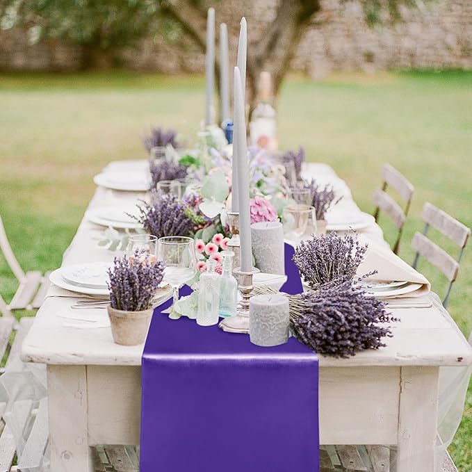 10 Pack Satin Table Runner 12 x 108 Inch Long Purple Silk Table Runner - Image 2