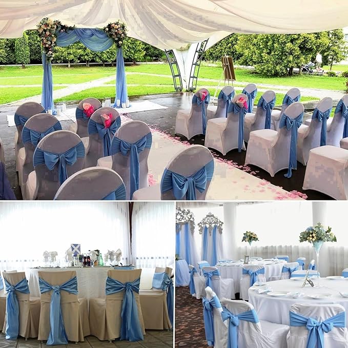100 PCS Satin Chair Sashes Decorative Bow Chair Sashes Ties Back Ribbon Bows - Image 7