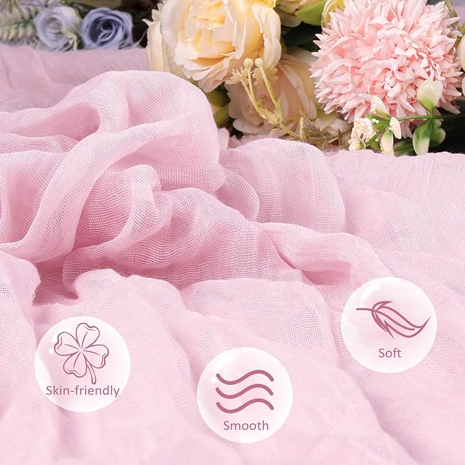 12 Pack Pink Cheesecloth Table Runner 10ft Boho Gauze Fabric Cheese Cloth Table - Image 4