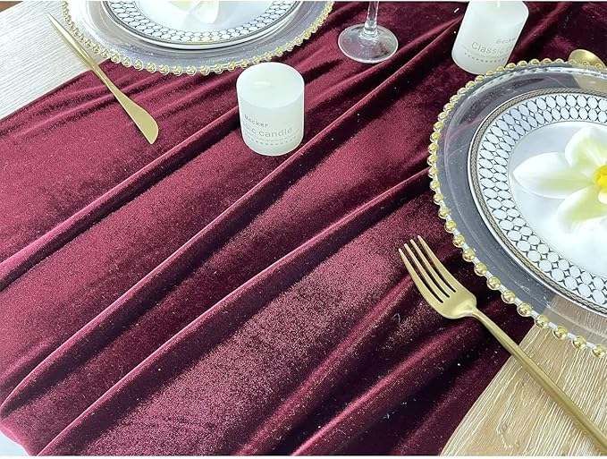 Luxurious Velvet Table Runner, 10ft Wedding Reception Decorations, 20x120inch - Image 5