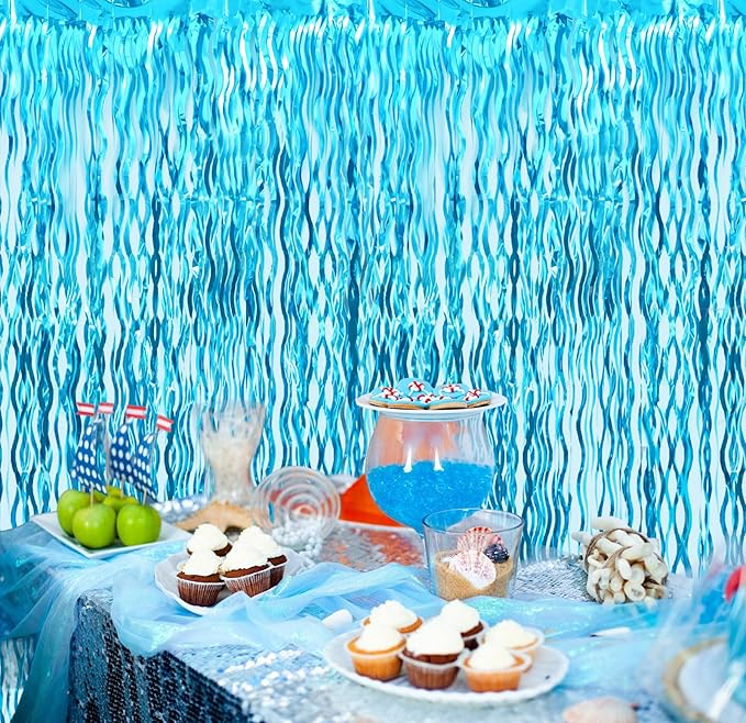 GOER 3.2 ft x 6.5 ft Metallic Tinsel Foil Fringe Curtains Party Photo Backdrop - Image 7