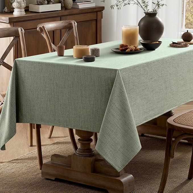 MIULEE Sage Green Linen Tablecloth 60x84 Inch Rectangle Table Cloth Waterproof - Image 5