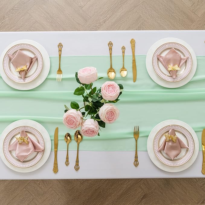6Pack 9ft Chiffon Table Runner 14x108 Inch Sheer Romantic Table Runner - Image 3