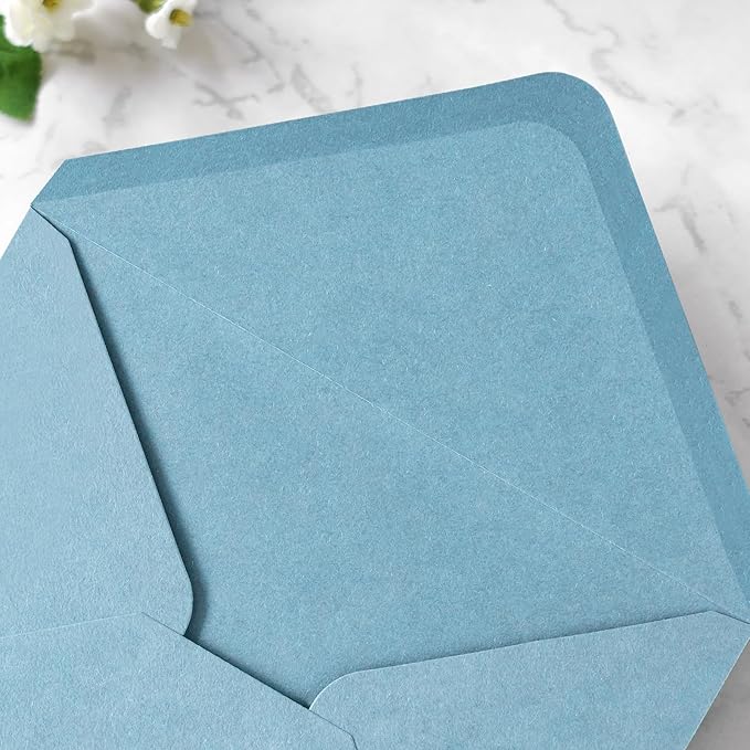 PONATIA 50 PCS A7 Envelopes, 5.25 x 7.48'' Matte Dusty Blue Envelope - Image 9