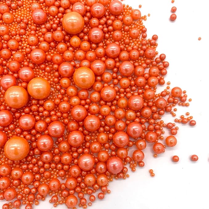 Weraru Edible Orange Pearl Sugar Sprinkles Candy Mixing Size Baking Edible Cake by Weraru