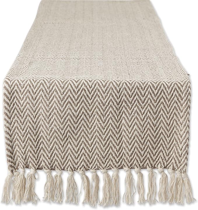 DII Woven Basic Tabletop Collection, Chevron Table Runner, Dark Brown by DII