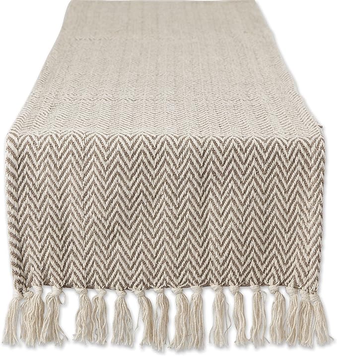 DII Woven Basic Tabletop Collection, Chevron Table Runner, Darn Brown by DII
