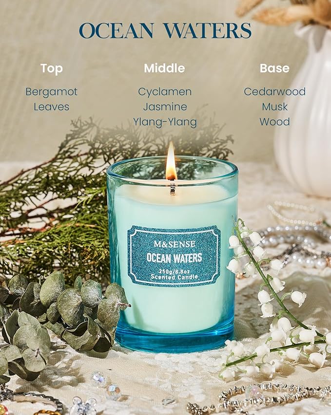 M&SENSE Ocean Scented Glitter Jar Candles, Holiday Gifts - Image 2