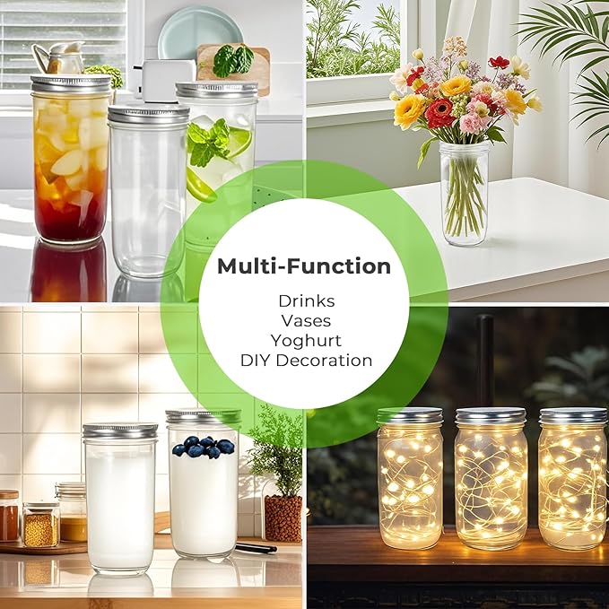 CycleMore 24oz 6 Pack Mason Glass Jars - Image 6