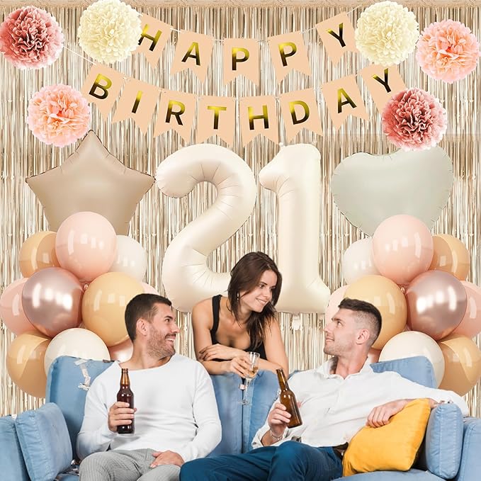 Beige 21st Birthday Decorations - Image 5