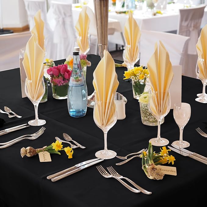 Fitable 6 Pack Black Square Tablecloths - Image 2