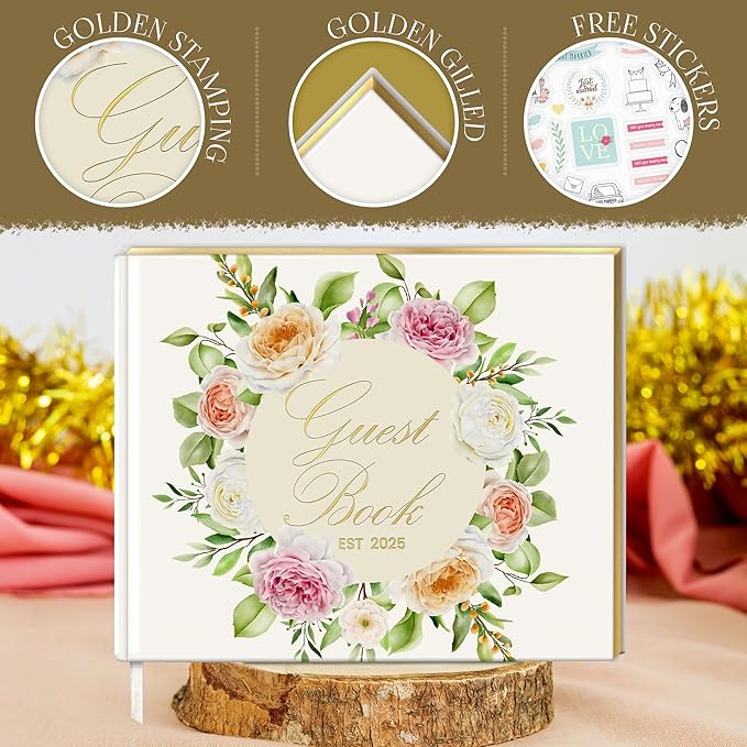 Wedding Guest Book with Pen and Stickers Included, Custom Guest Book Design 2025 - Image 3