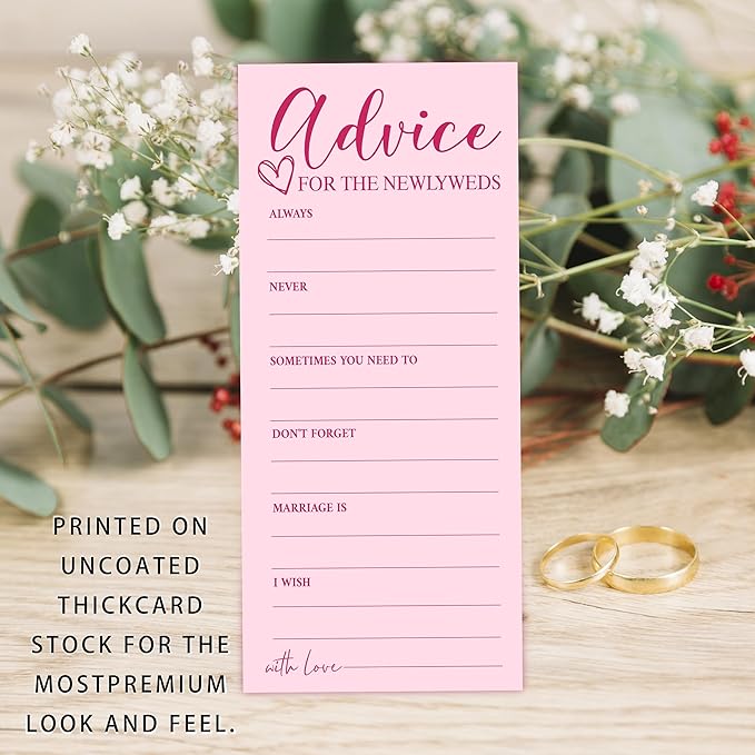 25 Wedding Advice Cards for Bridal Shower Games, 4X9 Inch Minimalist Guest - Image 4