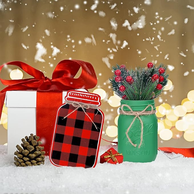Christmas Centerpiece, Christmas Decor Mason Jars, Centerpiece Table Decorations - Image 4