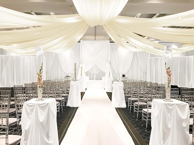 6 Panels Ivory Ceiling Drapes for Wedding, 5ftx10ft Ceiling Drapes Cheesecloth - Image 5