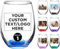 DISCOUNT PROMOS Custom Stemless Wine Glass 9 oz. Set of 1, Personalized text by DISCOUNTPROMOS