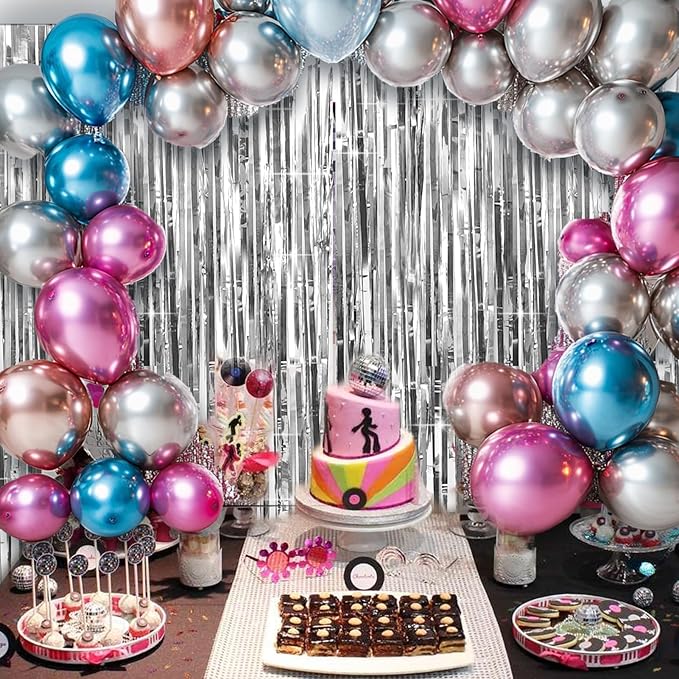 4 Packs Silver Foil Fringe Curtain, Baby Shower, Engagement, Bachelorette Party - Image 4