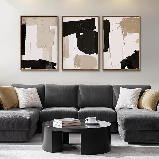 myusuar 3 Piece Large Modern Abstract Canvas Framed Wall Art - Image 2