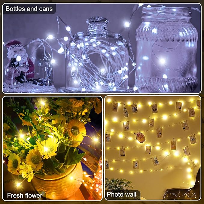 Aogist 50 Pack Fairy Lights 3 Modes 7ft 20 LED Waterproof, Cool White&Warm White - Image 5