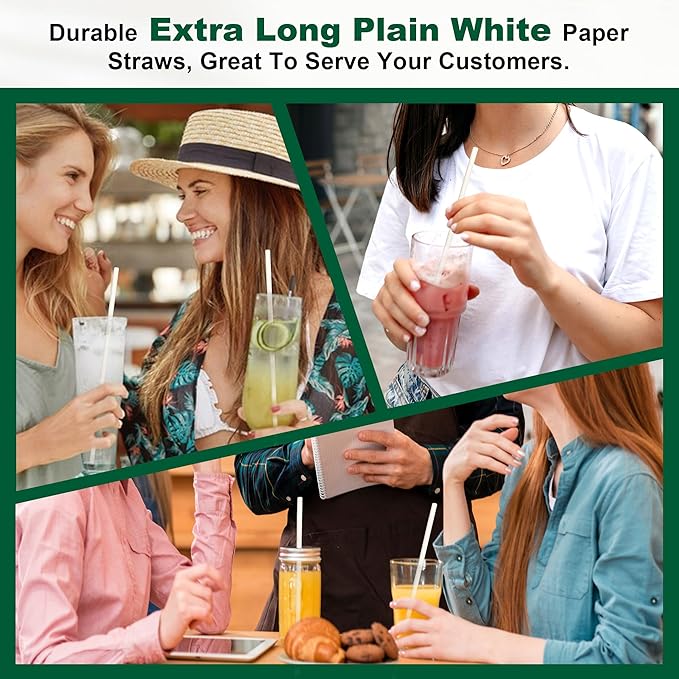 10.25" x 0.24‘ Long Disposable Paper Drinking Straws Bulk - Image 5