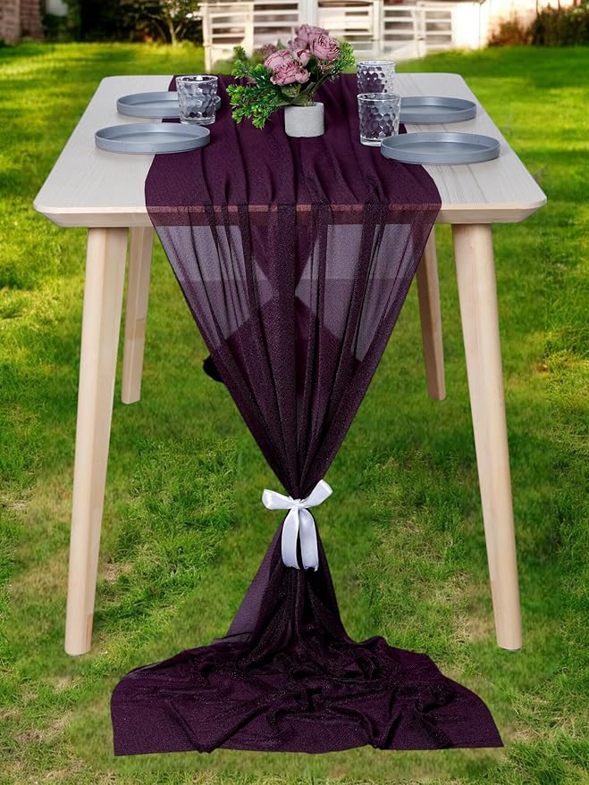 MDS 25 Pack 10ft Chiffon Table Runner 29 x 120 Inches Sheer Wedding Runner by MDS