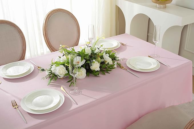 Craft And Party Rectangle Tablecloth, 70 x 120 Inch Pink Tablecloth, Polyester - Image 6
